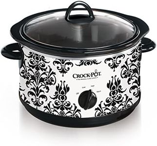 Crock Pot 4.5 Quart Manual Slow Cooker, Damask Pattern, White