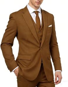 Cloudstyle Mens 3-Piece Suit Notched Lapel One Button Slim Fit Formal Jacket Vest Pants Set (Khaki, Large)