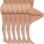 Yilanmy 6 Pairs Women's Sheer Tights 20 Denier Nylon Silk Soft Tights Black Natural Nude Shaping Pantyhose (Natural-M)