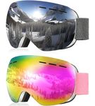 NSSIW Ski Goggles for Men Women Snowboard Goggles: Youth OTG Snow Goggles with UV Protection and Anti Fog Over Glasses 2 Pack
