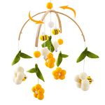 Baby Mobile for Crib Crib Nursery Mobile for Boys Girls Boho Bee Flower Nursery Decor Baby Shower Set for Infant Bedroom Hanging Decoration Toy(Bee)