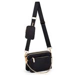 UTO-Crossbody-Bags-for-Women 3 in 1 Multipurpose Shoulder Purse with Detachable Coin Pouch Chain Strap CA Nylon Black