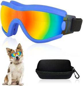 Mitubati Dog Goggles Small Breed Dog Sunglasses with Adjustable for UV Protection Eyewear Doggy Doggie Puppy Glasses Anti-Fog Wind Dust Snowproof (Blue Frame Red Lens)