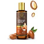 Khadi Natural Moroccan Argan Hair Oil | Hair Oil for Frizzy & Unmanageable Hair | Oil that helps hair regain its shine| Suitable for All Hair Types | Powered Botanics|200ml