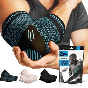 POWERLIX Elbow Orthopedic Brace Compression Support (Pair) - Elbow Sleeve for Tennis Elbow, Golfer’s Elbow, Bursitis, and Sprains, Arthritis, Tendonitis. Pain Relief