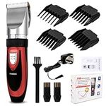 quiet hair clippers cordless Super Quiet Cordless battery Electric Hair Cutting Machine RECHARGEABLE HAIR CLIPPER TRIMMER home Barber Clippers Set (RED)