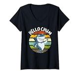 Hello Chum Shark Funny Shark Saying For Shark Lovers V-Neck T-Shirt