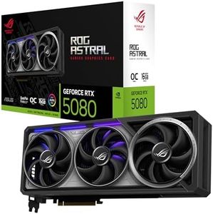 ASUS ROG Astral GeForce RTX™ 5080 OC Edition Gaming Graphics Card (PCIe® 5.0, 16GB GDDR7, HDMI®/DP 2.1, 3.8-Slot, 4-Fan Design, Axial-tech Fans, Patented Vapor Chamber, Phase-Change GPU Thermal pad)