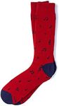 Men's Hipster Designer Music To My Toes Musical Notes Crew Dress Socks (Red)