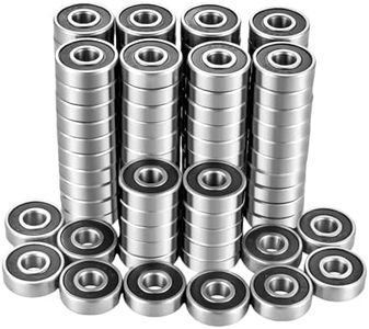 hamiey 608 Skateboard Bearings, 100 Pack 608 2RS Bearing, 8x22x7mm Chrome Steel Ball Bearing, Pre-Lubricated Double Rubber Sealed ABEC3 for 3D Printer Skateboards