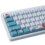 PBT Keycaps，100 Keys Cherry Profile Dye Sublimation Coral Sea Keycaps for ISO/ANSI Layout 61/64/68/87 Gateron MX Switches Mechanical Keyboard