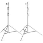 Selens Stainless Steel Heavy Duty Light Stand, 9ft/2.8m Spring-Cushioned Tripod Stand with 1/4 & 3/8" Adapter Compatible with Photo Studio Reflector, Light, Softbox, Umbrella - 2 Packs