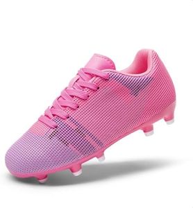 DREAM PAIRS Boys Girls Soccer Cleats Youth Firm Groud Athletic Outdoor Trainning Football Shoes for Little/Big Kid,Size 10 Toddler,Rose Red/White,SDSO224K