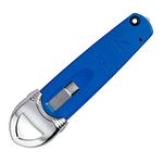 Pacific Handy Cutter S7 Safety Cutter, 3-in-1 Self-Retractable Utility Knife with Fold-Out Film Cutter, Bladeless Tape Splitter, Guard for Safety & Damage Prevention, Blue