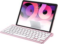 OMOTON Ultra-Slim Bluetooth Keyboard with Sliding Stand for New iPad 9 2021/8 2020 10.2/ Air 4, iPad Pro, iPad Mini 6/5/4/3/2/1, iPad 4/3/2, Phone 8/8 Plus, Phone X, Rose Gold