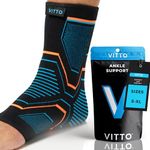 VITTO Ankle Support for Sprained Ankle, Arthritis, Joint Pain, Strains, Ankle Injury, Recovery, Rehab, Sports, Basketball - Multi Zone Compression Sleeve (L)
