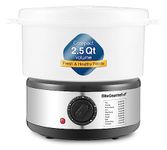 Elite Gourmet EST250 2.5 Quart Electric Compact Mini Food Vegetable Steamer, 400W with BPA-Free Tray, Auto Shut-off 60-min Timer, Veggies, Seafood, Chicken, Egg Cooker and more