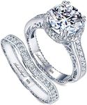 Engagement Ring Set Wedding 100% Solid Sterling Silver 925 Rhodium Plating Cubic Zirconia Stones AAAAA+ Alternative to Diamonds 2.5 Carats Anniversary Marriage Bridal Promise Design Valentine (6)