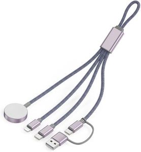 Short 8.6inch Travel Essentials for Apple Watch Charger, 3 in 2 USB C Cable for Type C/L-Port Devices, Multi Charging Cable, Camping Essentials, Magnetic iWatch Charger for Ultra/SE/10-1&iPhone 16-12