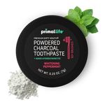 Primal Life Organics | Dirty Mouth Activated Charcoal Tooth Powder | Gently Polishes, Whitens, Re-Mineralizes, Strengthens Teeth | 0.25 ounces (1 month supply) | Black Peppermint