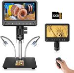 BEBANG Microscopes 7'' LCD Digital, 1200X Magnification, 12MP, LED Illumination, Adjustable Stand, Compatible with MacOS Windows, 32GB SD Card