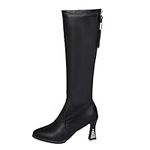 Dasongff Platform Boots Mid Calf Heel Women – Boots Women's Winter Inexpensive Sexy Thigh High Heel Flat Boots Women Mid Calf Chukka Boots Boots Heel Inexpensive, Black, 6 UK