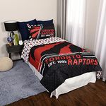 Nemcor NBA Toronto Raptors 4-Piece Twin Bedding Set in a Bag Cozy Décor for Kids Includes Reversible Comforter, Flat Sheet, Fitted Sheet and Pillowcase Black 53469-SHE-TWIN-RAPT