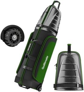 Golf Travel Bags for Airlines with Carbon Fiber Hard Top, Protective Club Traveling Cover with Wheel, Golf Club Carrier Case for Airplanes, Thick Padding, Durable Zipper and 2 Sided Spacious Pockets