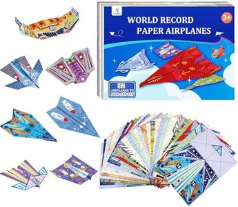 Paper Airplane Kits with 16 Classic Designs, 32 Sheets of Colorful Origami Paper, World Record Paper Planes, Airplane Gifts for Boys and Girls Ages 6-12+ (Video Tutorial for Easy Folding & Fun)