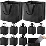 NERUB Set of 10 Reusable Grocery Bags Heavy Duty Shopping Bags Large Grocery Totes with Reinforced Bottom Super Sturdy Handles, Black