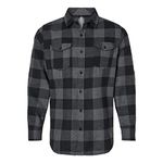 Burnside Mens Yarn-Dyed Long Sleeve Flannel Shirt, Charcoal/ Black Buffalo, 3XL