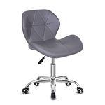 Modern Faux Leather Swivel Desk Chair, Height Adjustable Padded Armless Ergonomic Home Office Chair, Grey