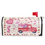 Pfrewn Valentine Pink Truck Heart Mailbox Cover Magnetic Standard Size Love Be Mine Letter Post Box Cover Wrap Decoration Welcome Home Garden Outdoor 21" Lx 18" W