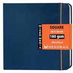 MENORAH - Sketch Book for Artist - Square - 180 GSM - Square Sketchbook - for Drawing - Hard Bound - 100 Pages/50 Sheets - (30.0 x 30.0 cm) - (Dark Blue)