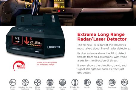 Uniden R8 Radar and Laser Detector – Long Range, Dual Antenna