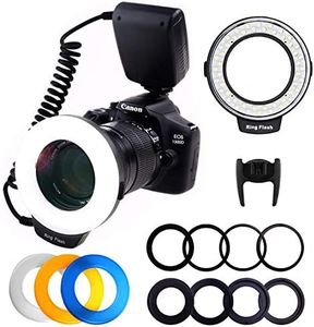 PLOTURE Flash Light with LCD Display Adapter Rings and Flash Diff-Users for Canon Nikon and Other DSLR Cameras