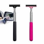 Sweetfamily 2 PCS Car Side Mirror Squeegee,Portable Car Rearview Mirror Wiper Telescopic Auto Mirror Squeegee Cleaner 98cm Long Handle Mini Squeegee for Car Glass Windows (Black + Pink)