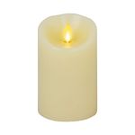 Luminara Realistic Moving Flame LED Candle Scalloped Edge Smooth Finish Real Wax Pillar, Vanilla Honey Scented - Ivory (8 Wide x 12 Tall, Centimetre)