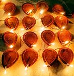 VARSHINE Light Brown 21 Diya Light 2 Meter Electric Deepak LED Fairy String Lights Home Diwali Decoration Lightning - (Brown) Rope Light/Strip Light/Rise Light/Lighting for Deepawali | UHJ66