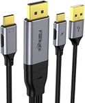 fairikabe DisplayPort to USB C Cable 4K 60Hz, 6.6ft Unidirectional DisplayPort Source to USB-C Touchable Portable Monitor, Nreal Air/Huawei VR Glass, USB-C Monitor, Projector etc.