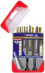 TIVOLY - Broken Screw Extractor Drill Set + TiN Coated HSS Drills - Set of 5 Drills & 5 Extractors N1 Ø 3/32"/N2 Ø 1/8"/N3 Ø 3/16"/N4 Ø 1/4"/N°5 Ø 5/16"