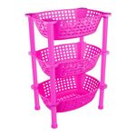 Sulfar Multipurpose Plastic Trolley with Dish Rack for Kitchen Vegetable Storage Basket Modern Organizer - 3 Layer Stackable Shelf Cart Food, Snacks, Bottles, Toys, Tiered Shelf (Pink)