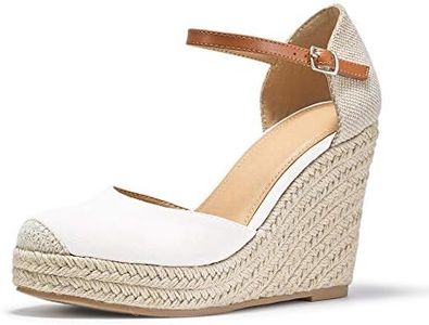 FISACE Womens Summer Espadrille Heel Platform Wedge Sandals Ankle Buckle Strap Closed Toe Shoes