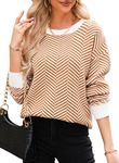 Dokotoo Womens Oversized Sweaters Crew Neck Striped Color Block Casual Loose Knitted Tops Cute Cashmere Chunky Knit Sweaters Orange Thanksgiving Shirts Fall Fashion Clothes For Women 2024 Gold X-Large