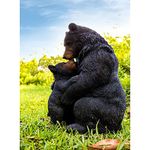 Cuddling Mother and Baby Bear Garden Statue - Black