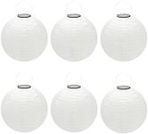 Beaneyun Solar Chinese Lantern Lights 12 in Round Solar Lanterns LED Nylon Hanging Light Waterproof Outdoor Decorative Lights for Home Patio Garden Yard Wedding Party Bedroom,6 Pack (White),2021006