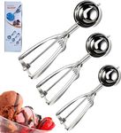 Ice Cream Scoop, Cookie Scoops for Baking,Polished Stainless Steel Ice Cream Scoop, 3pcs Different Sizes Ice Cream Spoon, Melon Balls, Biscuit Dough Baking Supplies