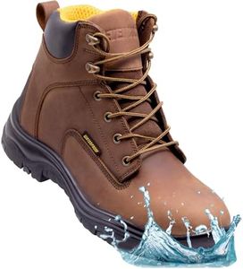 EVER BOOTS Waterproof Work Boots for Men, Hiking, Zapatos de Trabajo (8.5, Dark Brown)