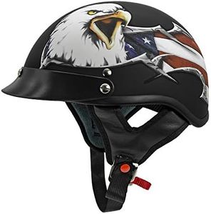 VCAN Cruiser Patriotic Eagle USA Graphics Motorcycle Half Helmet (Flat Black, XX-Large) (V515USA26)