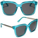 DIFF Hailey Oversized lightweight square sunglasses for women UV400 Protection, Turquoise Crystal + Grey